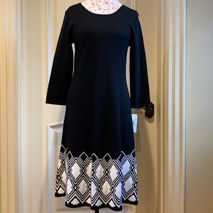 Sangria black w/ cream sweater dress. NWT